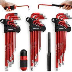 SEDY 30-Piece Long Arm Ball End L-Hex & Torx Key Set with Grip Handle, Ultimate Hex Key Wrench Set with T-Handle and Extension Bars, SAE 1/16" to 3/8"