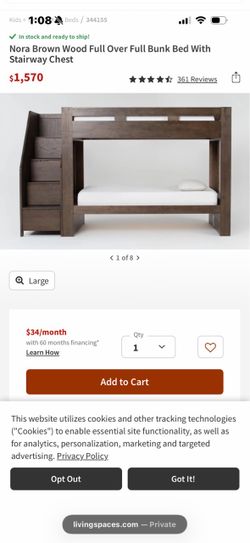 Full over Full Bunk Beds! With Drawer Staircase