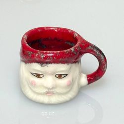 Vintage Collectible Miniature Mini Santa Ceramic Porcelain Mug Christmas Gift Holiday Decor