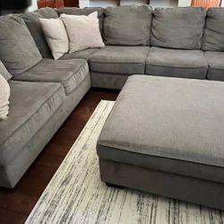 Fabric Sectional With Ottoman