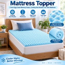 MATTRESS TOPPER 2" TWIN SIZE COOLING GEL MEMORY FOAM