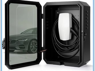 EV Charger Lock Box, Waterproof Outdoor Wall Station Enclosure, IP65 Weatherproof, 23'' x 16'' x 9'', Steel with Acrylic Window, Combination Lock & Ca