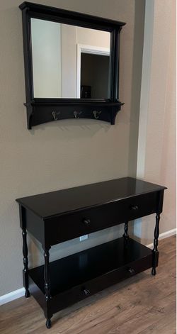 Black Entryway Console Table with Mirror