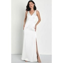 LULUS Intriguing Aura white Sleeveless Maxi Dress Large