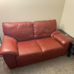 Red IKEA Couch with Ottoman