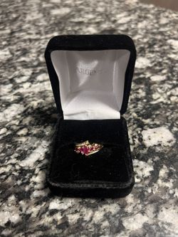 Marquise-Cut Ruby and Diamond Ring in 14K Yellow Gold