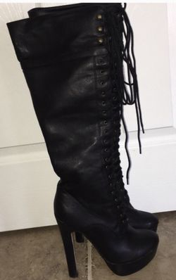 Black Platform Lace-Up Boots 8.5 - Colin Stuart