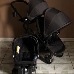 LIKE NEW GRACO READY 2.0 DOUBLE STROLLER WITH CAR SEAT!!!!