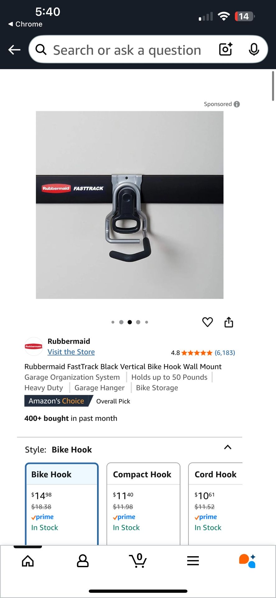 Rubbermaid Fasttrack Rail And Hooks