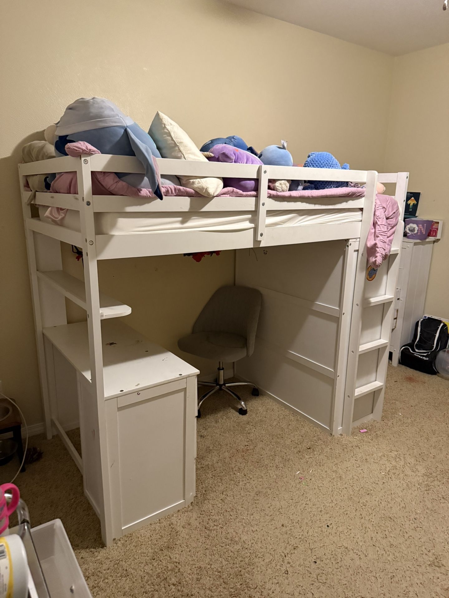 Twin Loft Bed With Desk And Mattress