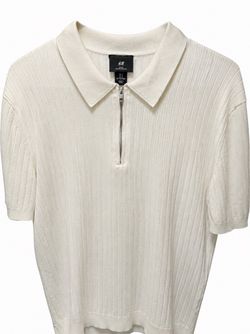Ribbed Knit Half-Zip Polo Shirt