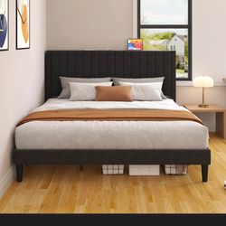 Black Velvet Upholstered Bed Frame - King 
