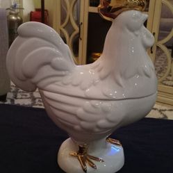 Vintage Large Rooster Candy Dish 