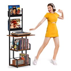 Turntable Stand with Storage Shelves