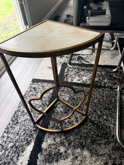 Gold Metal Demilune Accent Side Table