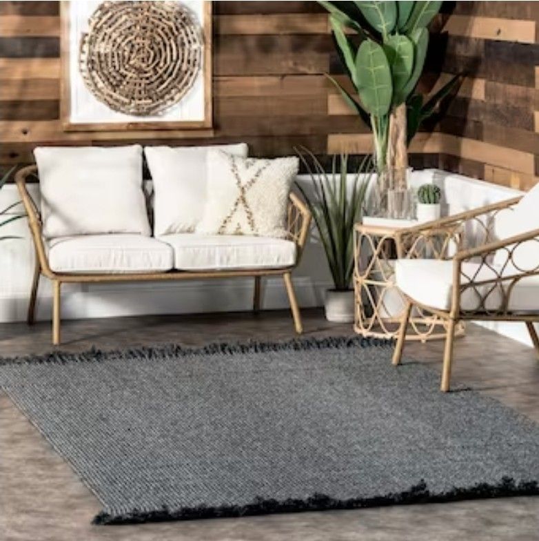 nuLoom Courtney Braided Tassel Area Rug, Indoor/Outdoor, 12 X 15ft, Gray