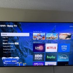 Onn 65” Class 4K UHD Roku Smart Tv With Wall Mount
