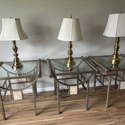 Set Of 3 End Tables Glass/w Aluminum/metal $39