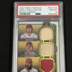 2022 Triple Threads Adell/Trout/Ohtani 28 Of 36 Relics Combos PSA GEM MT 10 💎