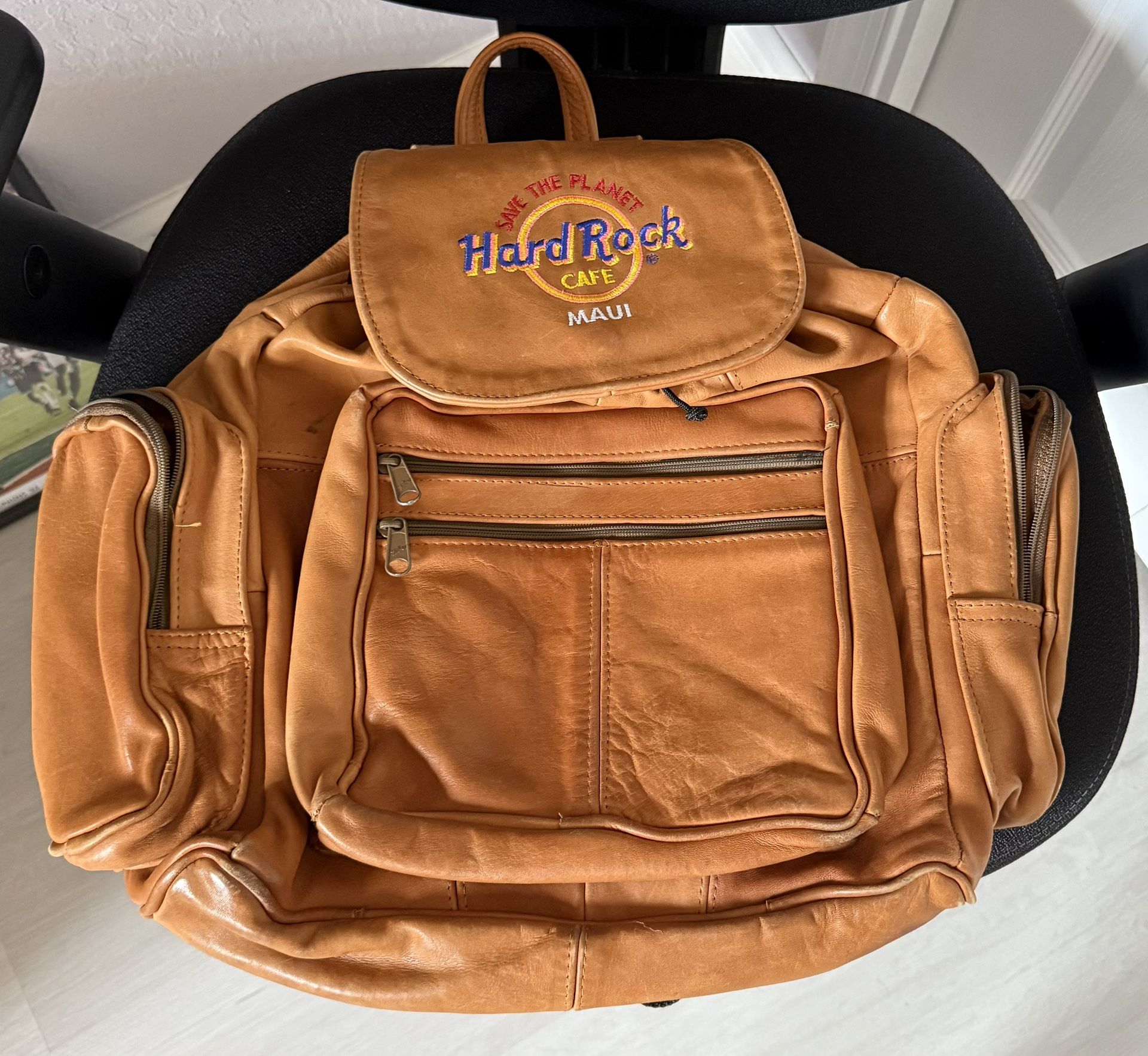 Hard Rock Cafe Vintage Maui Leather Backpack
