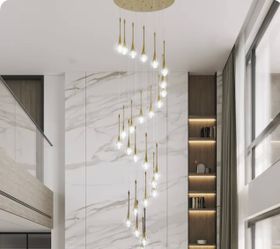 Modern crystal Multi-Light Spiral Chandelier Gold