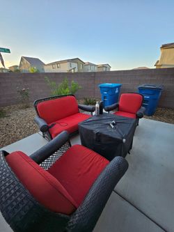 Patio,charcoal grill,punching bag combo