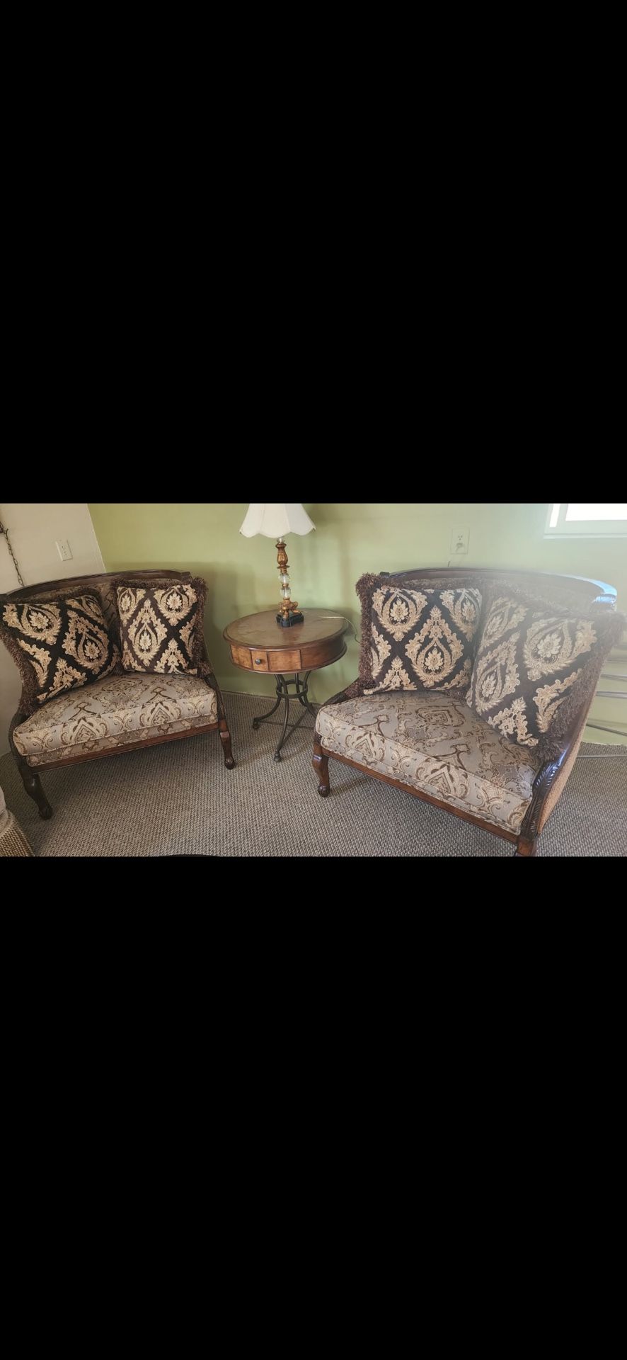 Pair Of Elegant Curved, Oversized Chairs
