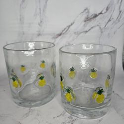 Pair Of Anthropologie Pineapple Cocktail Glasses