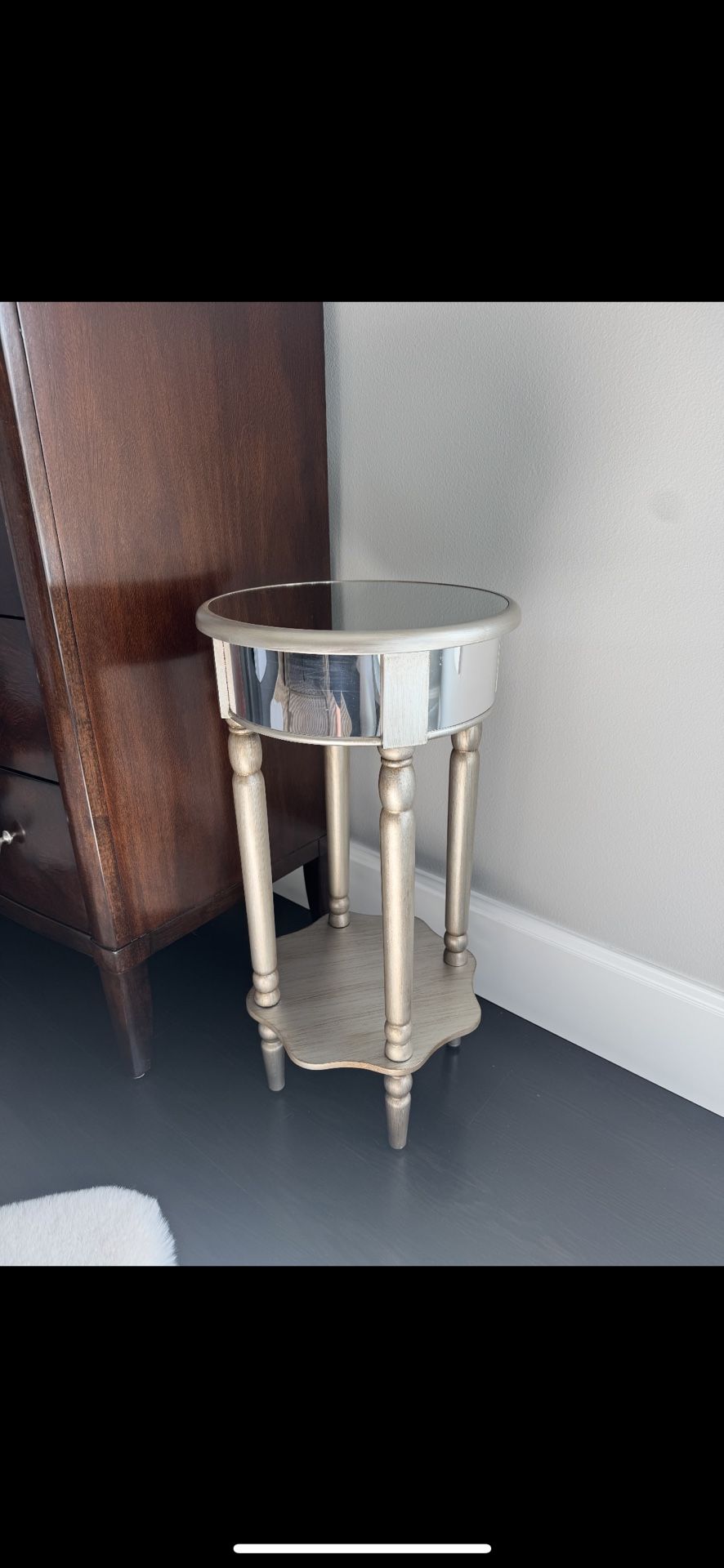 Mirrored and silver side table! $35