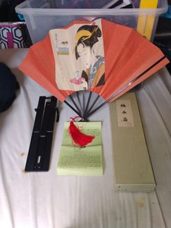 Vintage Japanese ukiyoe sensu fan