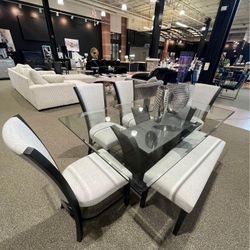 New In Boxes 6pc. Glass Dining Table Set