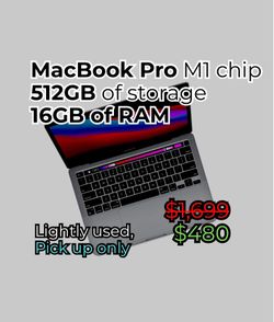 MacBook Pro M1 16gb RAM half a terabyte of storage