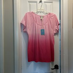 Women’s Plus Size CARIBBEAN JOE 100% Cotton Pink Short Sleeve Soft & Flexible Pullover Top… Size 2X