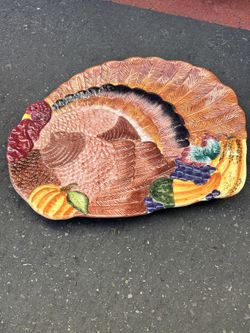 Ceramic Turkey Platter, Hand Painted