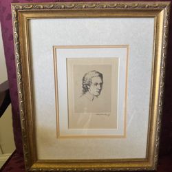 Wolfgang Amadeus Mozart Portrait Sketch Gold Framed Art Print