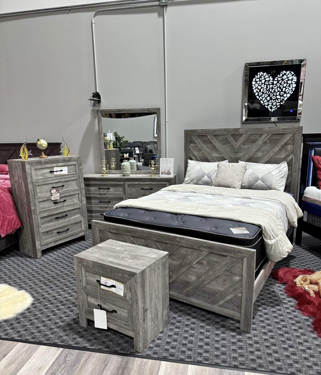 Complete Set Bedroom Just $898🔥 Bed, Dresser, Mirror, Chest & Night Stand!! 