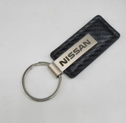 Brand New Nissan Engraved Rectangle Carbon Fiber Leather Fob Keyring Keychain Official Licensed Product