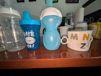 Baby Bottle & Sippy Cup Lot (10 Pieces) - NUK & Assorted Toddler Cups