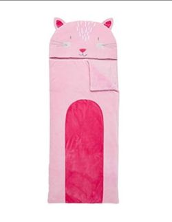 Kids Pink Cat Sleeping Bag