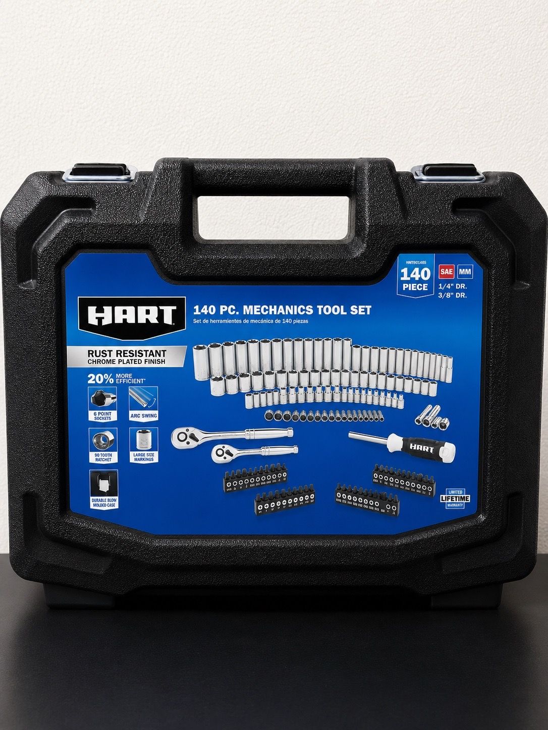 HART 140-Piece 1/4 and 3/8-inch Drive Mechanics Tool Set