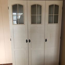 Office computer workspace cabinet white