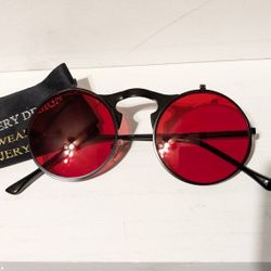 Retro Red 80's Flip Up Steampunk Sunglasses