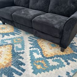 Black Velvet Couch (Free Delivery) 