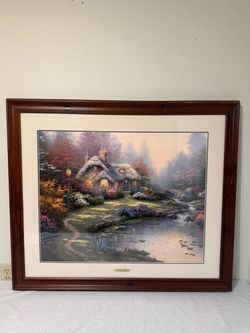 Thomas Kinkade Everett’s Cottage Signed Numbered 249/4850 Framed 44.5x34.5