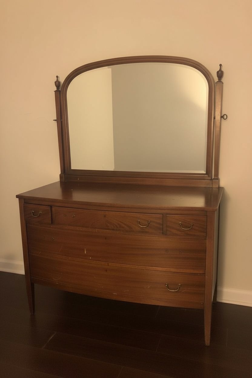 Vintage Dresser With Swivel Mirror 