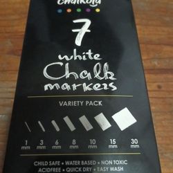 Chalkola 7 White Chalk Markers - Variety Pack