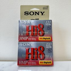 Lot of 2 - (New) Sony Hi8 HMP Metal Particle Video Tape 120 min Sony P6-120HMPD1