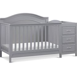 DaVinci Charlie 4-in-1 Convertible Baby Crib w/Changing Table - Wooden Toddler Bed, Daybed & Twin Bed 