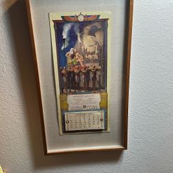 1935 General Electric Mazda Lamps calendar featuring artwork by N.C. Wyeth, titled "The Carvers of the Sphinx", 