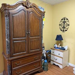 Moving Sale – White Wooden Armoire / Wardrobe